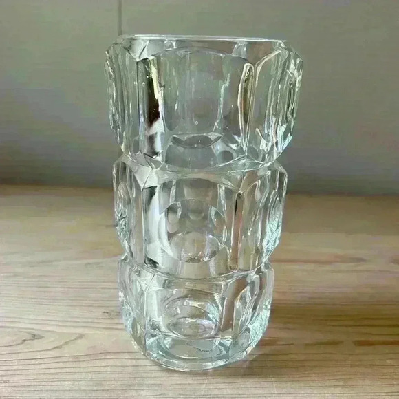Crystal Art Glass Vase Cube Design Made In Czech Republic - Picture 1 of 5